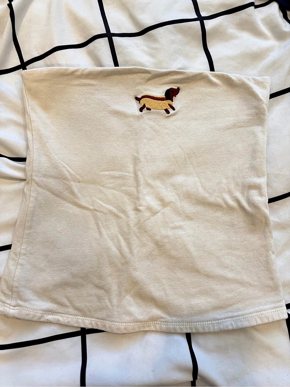 White Tube Top with Dog graphic